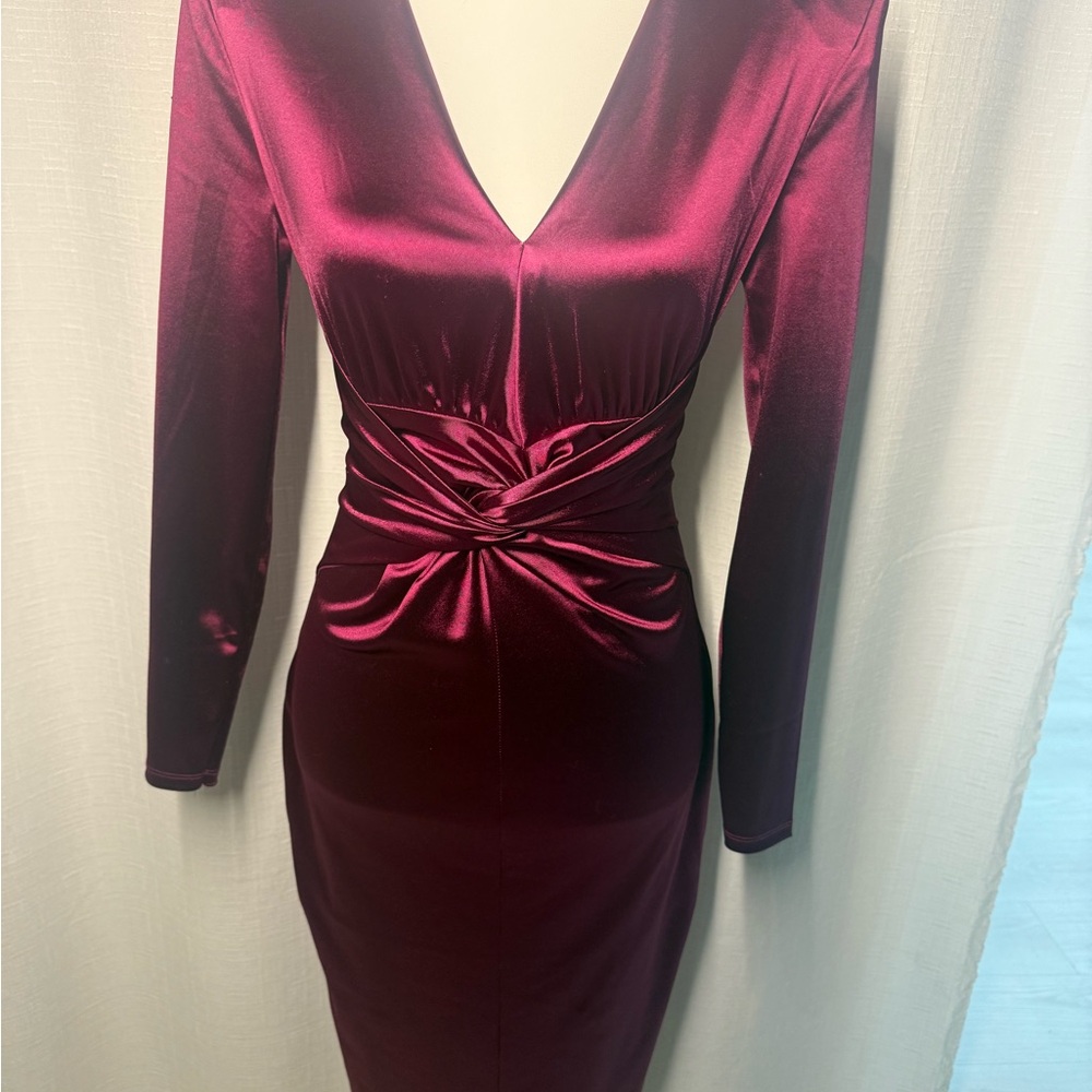 Express Deep Red Long Sleeve Dress